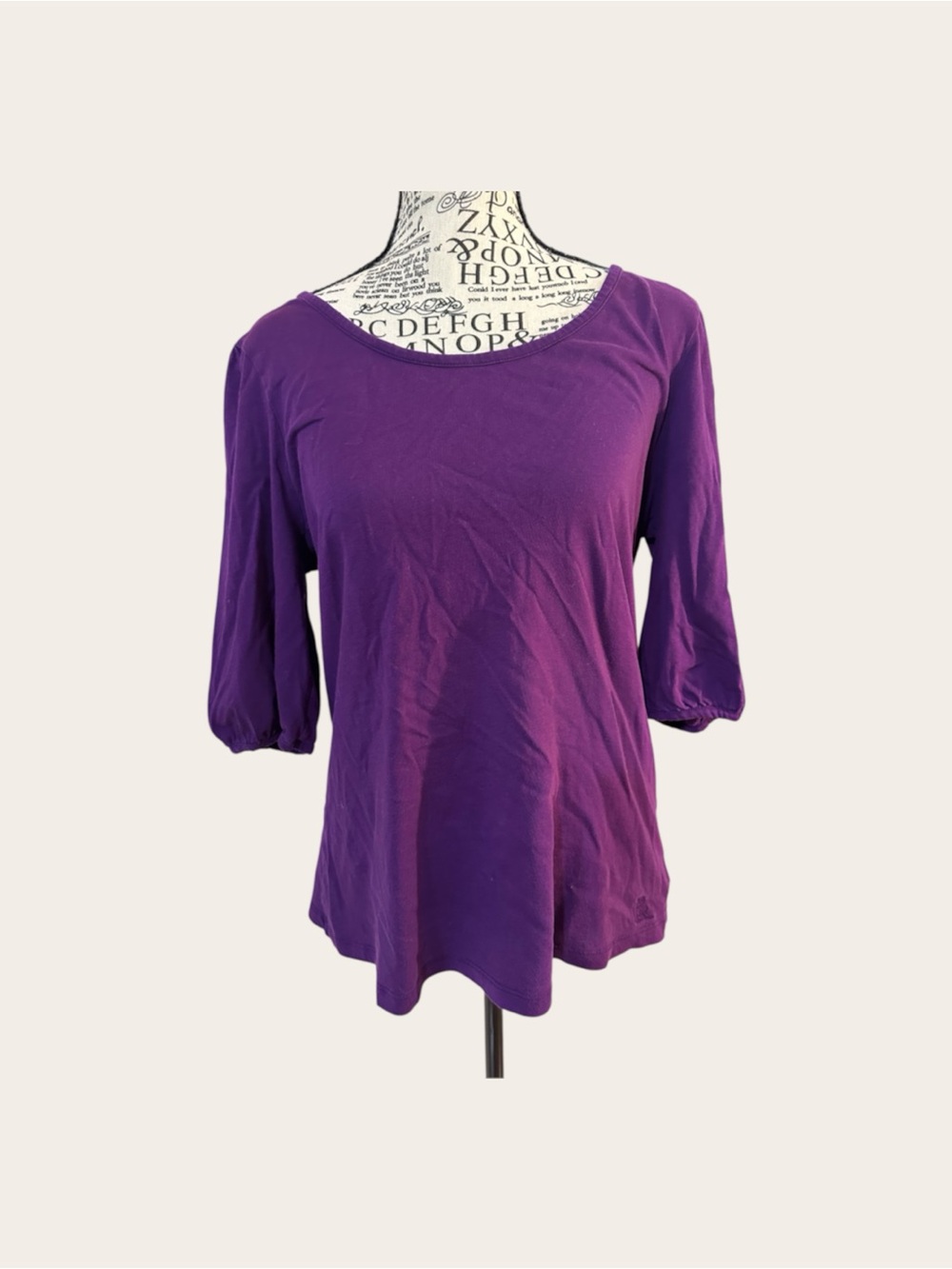 Ralph Lauren Women's Purple Scoop Neck 3/4 Sleeve Top